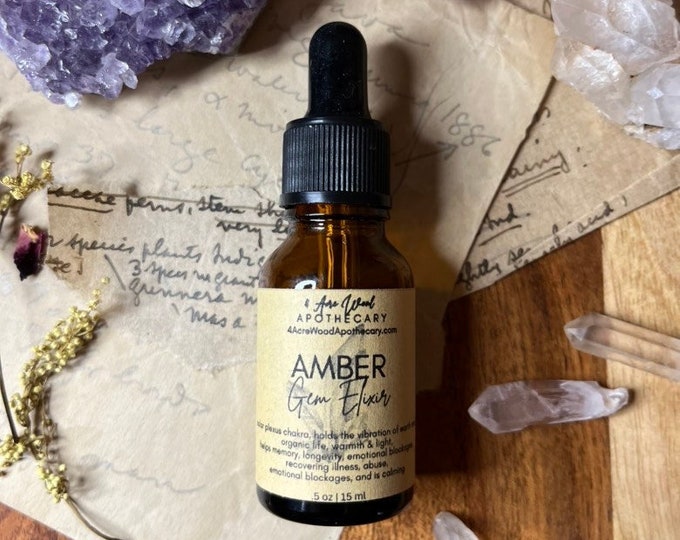 Amber Gem Elixir | Crystal Essence | Courage | Recovery | Calming | Solar Plexus