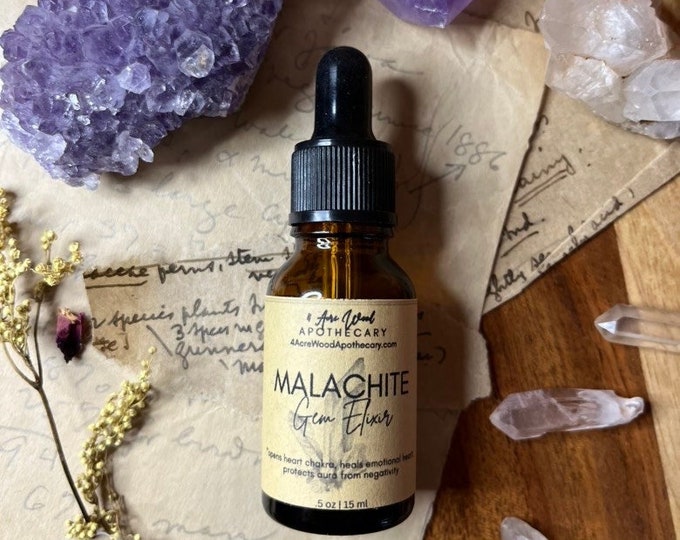Malachite Gem Elixir | Crystal Essence | Emotional Balance | Aura Protection | Heart Chakra