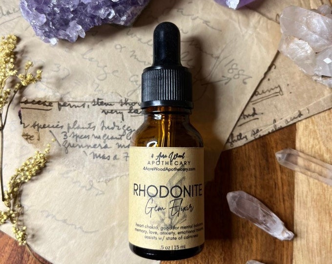 Rhodonite Gem Elixir | Crystal Essence | Heart Chakra | Emotional Trauma | Self Esteem | Calming