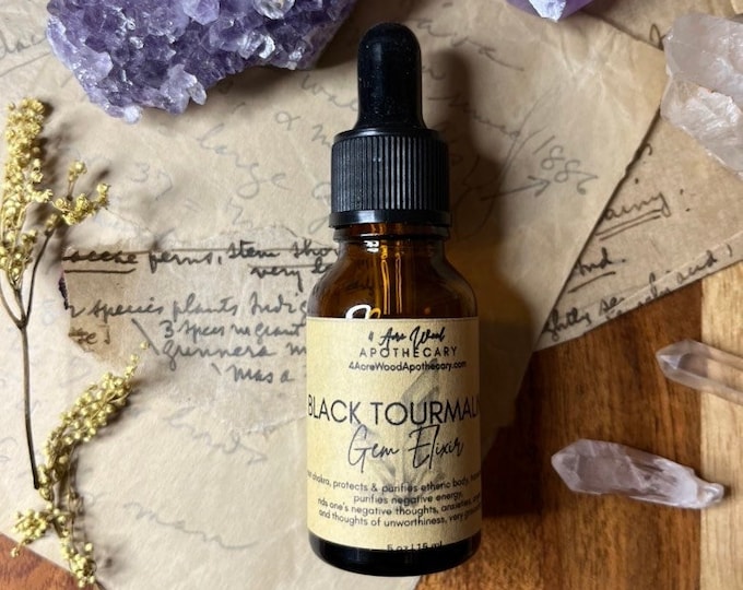 Black Tourmaline Gem Elixir | Protection | Grounding | Crystal Essence