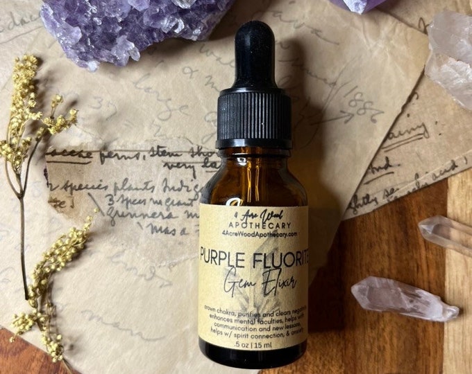 Purple Fluorite Gem Elixir | Crystal Essence | Crown Chakra | Anxiety | Communication