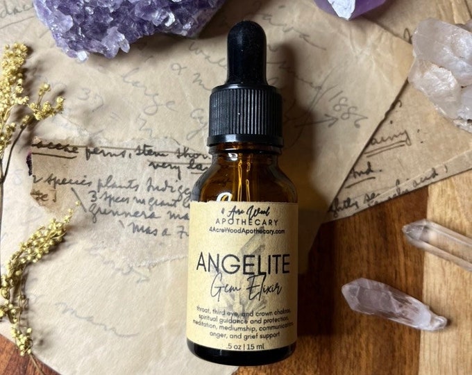 Angelite Gem Elixir | Spiritual Guidance | Protection | Crystal Essence