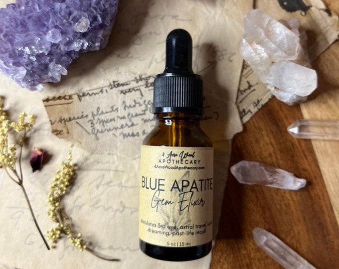 Blue Apatite Gem Elixir | Crystal Essence | Third Eye Activation | Past-Life | Cleansing