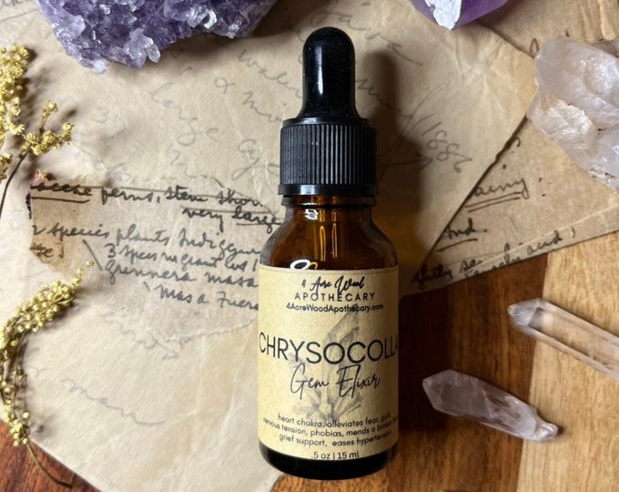 Chrysocolla Gem Elixir | Crystal Essence | Heart Chakra | Fear | Grief | Stress
