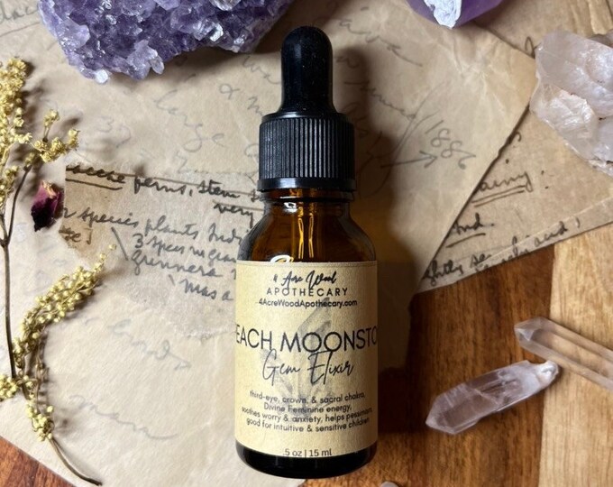 Peach Moonstone | Soothing | Empaths Gem Elixir | Crystal Essence