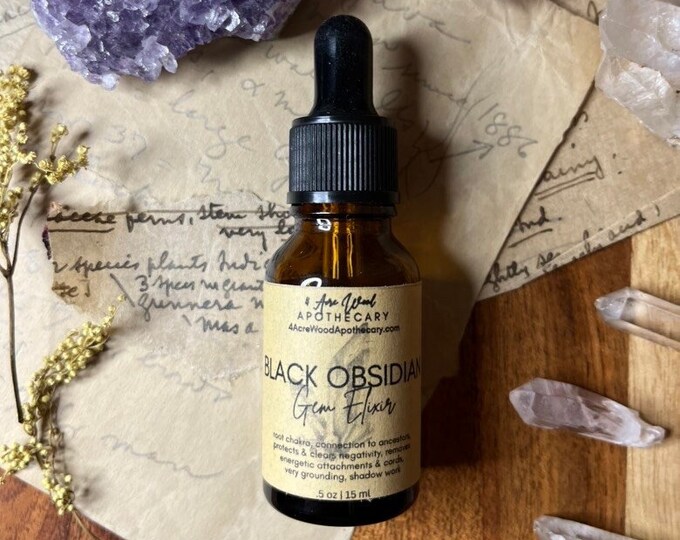 Black Obsidian Gem Elixir | Crystal Essence | Protection | Grounding | Ancestral Connection