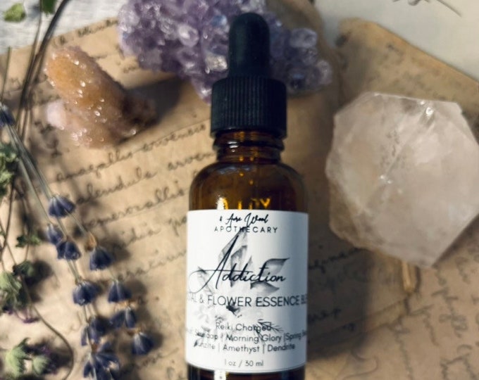 Addiction Flower & Crystal Essence Blend | Gem Elixir Blend | Reiki Infused | Sobriety | Recovery