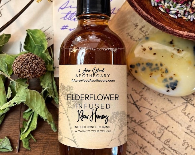 Comforting Elderflower Infused Honey 4 oz