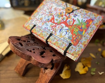 Journal Set | Tree of Life Blank Book and Wooden Book Stand Set | Herb Book | Grimoire | BOS