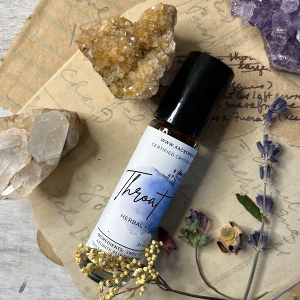 Throat Chakra Anointing Rollerball Oil | Reiki, Herb, and Crystal Infused Oil