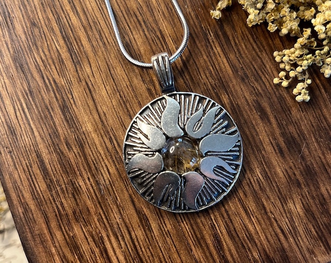 Gold Rutilated Quartz & Sunshine Necklace for Clarity