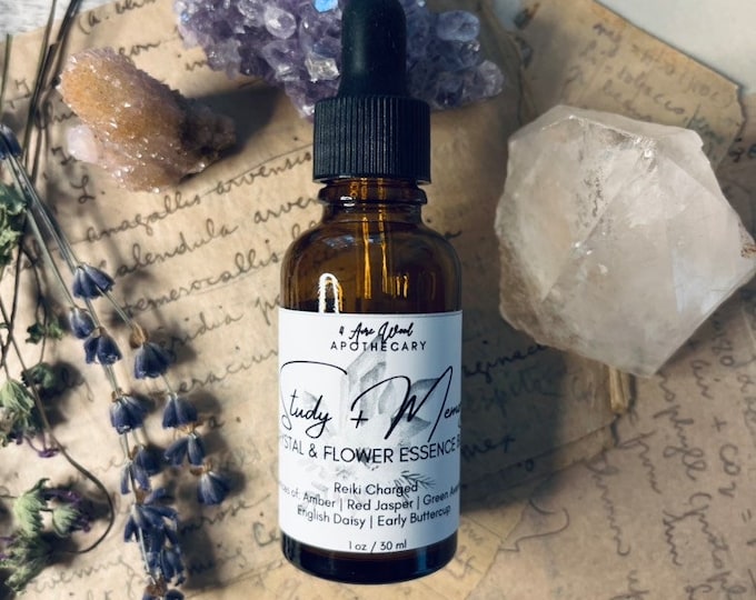 Memory and Study Flower & Crystal Essence Blend | Gem Elixir Blend | Reiki Infused