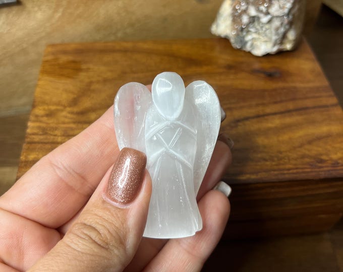 Small Carved Selenite Angel