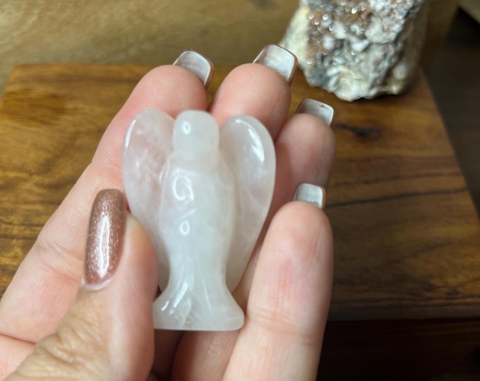 Petite Carved Rose Quartz Angel