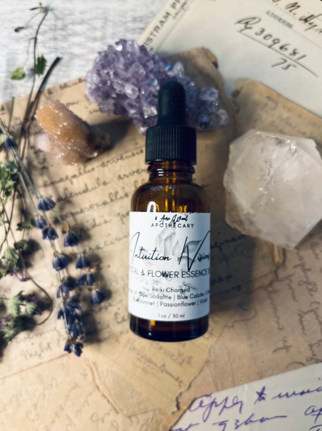 Intuition Visions Flower & Crystal Essence Blend Gem Elixir Blend Reiki