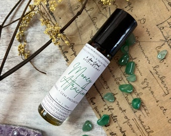 Money Attraction Oil | Quick Money | Reiki, Herb, and Crystal Infused Rollerball Oil