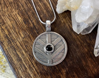 Viking Shield Smoky Quartz Protection Amulet Necklace