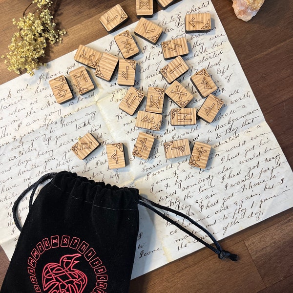 Sacred Oak Wooden Rune Divination Set
