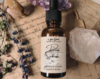 Deep Sadness Flower & Crystal Essence Blend | Gem Elixir Blend | Reiki Infused | Melancholy