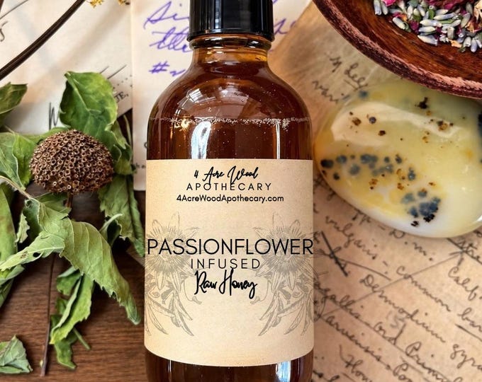 Passionflower Infused Honey for a Calm Mood & Night | Passion Flower | Maypop | 4 oz