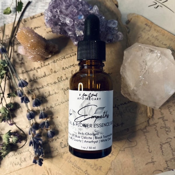 An Empath’s Flower & Crystal Essence Blend | Gem Elixir Blend | Reiki Infused | HSP | Sensitives | Protection