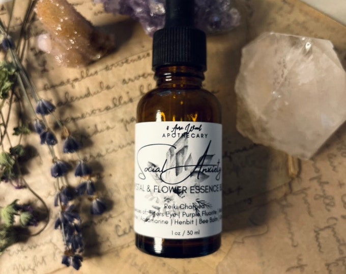 Social Anxiety Support Flower & Crystal Essence Blend | Gem Elixir Blend | Reiki Infused