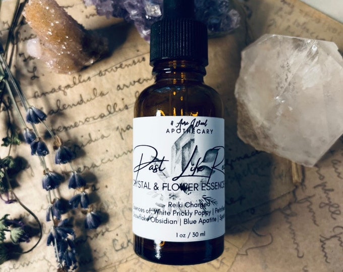 Past Life Recall Flower & Crystal Essence Blend | Gem Elixir Blend | Reiki Infused