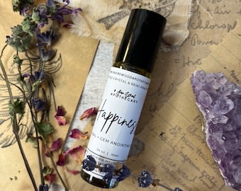 Intention Oil for Happiness | Herb, Crystal, and Reiki Infused Rollerball