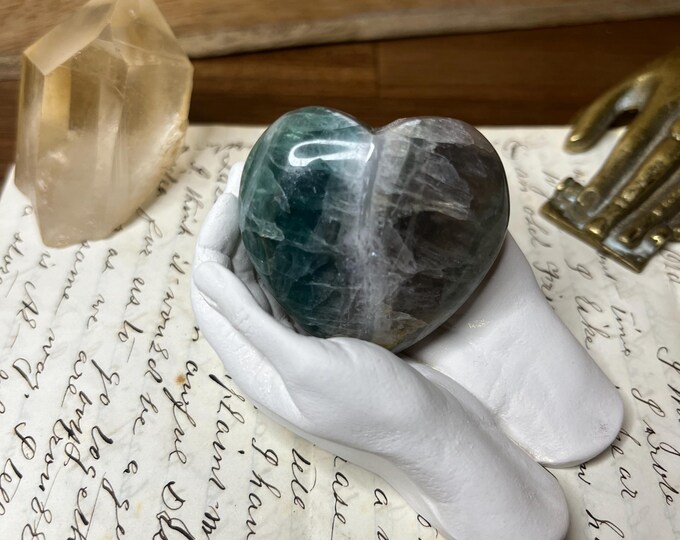 Puffed Rainbow Fluorite Crystal Heart | Crown Chakra | Calmness