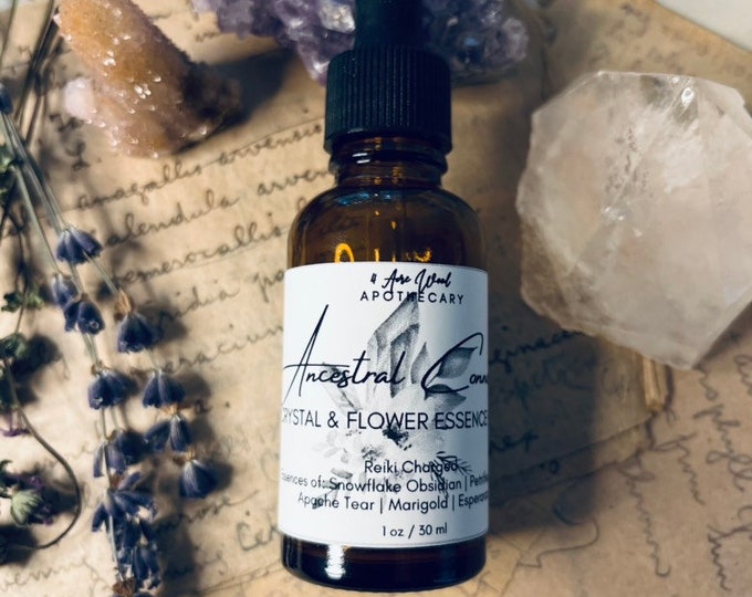 Ancestral Connection Flower & Crystal Essence Blend | Gem Elixir Blend | Reiki Infused | Ancestors | Samhain