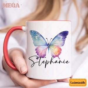 Personalized Butterfly Mug, Cute Butterfly Mug, Butterfly Coffee Mug, Butterfly Mug, Gift for Butterfly Lover 000972