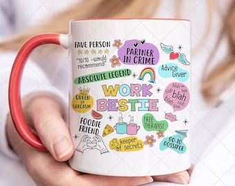 Taza para mejor amiga del trabajo, taza para compañera de trabajo, regalo para mejor amiga del trabajo 000994