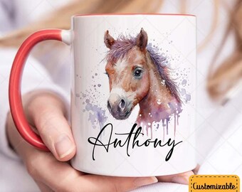 Personalized Horse Mug, Cute Horse Mug, Horse Coffee Mug, Horse Mug, Gift for Horse Lover, Custom Horse Mug, Horse Mom Gift 001178