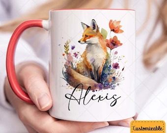 Mug renard personnalisé, cadeau pour amateur de renard, mug renard personnalisé 001183