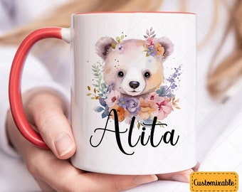 Personlig björnmugg, söt björnmugg, björnkaffemugg, björnmugg, present till björnälskare 000979