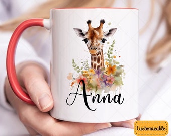 Personalized Giraffe Mug, Cute Giraffe Mug, Giraffe Coffee Mug, Giraffe Mug, Gift for Giraffe Lover 000976