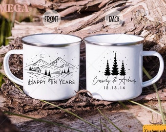 Personalized Tin Years Mug, Tin Year Anniversary Mug, Tin Year Anniversary Gift, Customized Husband Gift, Anniversary Gift for Wife 001098