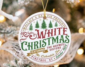 White Christmas Ceramic Ornament, Christmas Movie Ornament, White Christmas Ornament, Columbia Inn Ornament, 90s Xmas Movie Ornament L00268