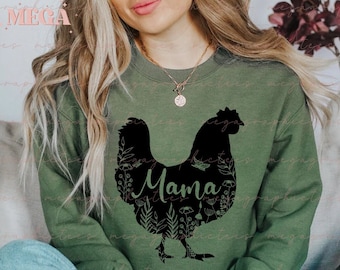 Chicken Mom Sweatshirt, Chicken Mama Sweatshirt, Chicken Mum Sweater, Floral Chicken Mom Sweatshirt, Mother's Day Gift, Gift for Mom 001408