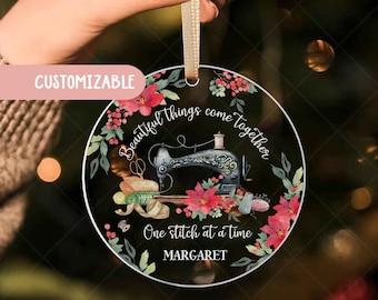 Personalized Sewing Acrylic Ornament, Sewing Machine Ornament, Christmas Gift for Tailor, Sewing Lover Keepsake Gift L00202