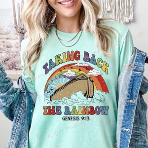 Christian Rainbow Shirt, Jesus Rainbow Shirt, Genesis 9:13 Shirt, LGBT Pride Month Shirt, Christian Tee, Jesus Rainbow Tee 000600