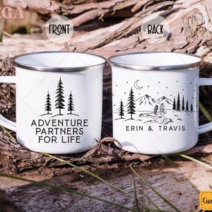 Personalized Adventure Mugs, Custom Couple Mug, Newlywed Gift, Camping Couple Mug, Engagement Gift, Anniversary Gift 001099