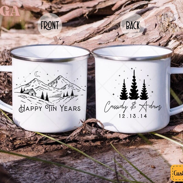 Personalisierte Zinn-Jahre-Tasse, Zinn-Jahr-Jubiläum-Tasse, Zinn-Jahr-Jubiläumsgeschenk, individuelles Ehemann-Geschenk, Jubiläumsgeschenk für Ehefrau 001098