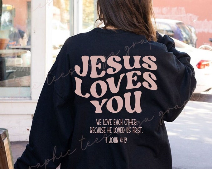 Jesus Loves You Teddy Bear Graphic Sweatshirt main image 1