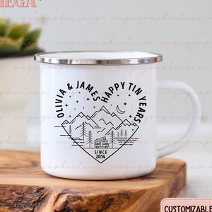 Personalisierter Zinn Jahre Becher, Zinn Jahr Jubiläumsbecher, Zinn Jahr Jahrestag Geschenk, maßgeschneiderte Ehemann Geschenk, Geburtstagsgeschenk für Frau 001694