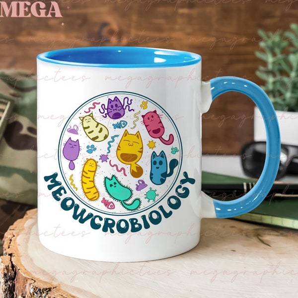 Meowcrobiology Mug, Biology Teacher Student Gift, Microbiologist, Biologist Scientist Mug, Funny Cat Lover Gift, Biology Cat Mug 001351