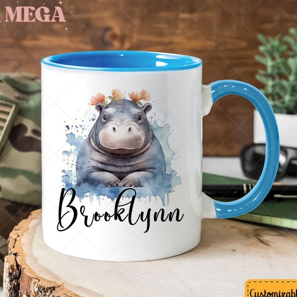 Personalized Hippo Mug, Cute Hippo Mug, Hippo Coffee Mug, Hippo Mug, Gift for Hippo Lover 000981