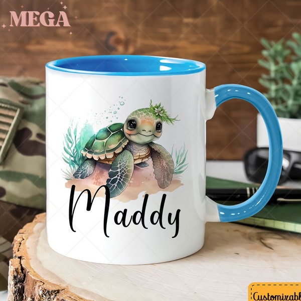 Personalized Turtle Mug, Cute Turtle Mug, Turtle Coffee Mug, Turtle Mug, Gift for Turtle Lover 000978