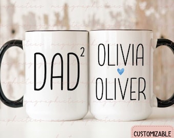 Personalized Dad of 2 Mug, Father of Two Mug, Dad of Two Mug, Daddy of Two Kids Gift, Father&#39;s Gift for Dad of Both, Twin Dad Gifts 001631