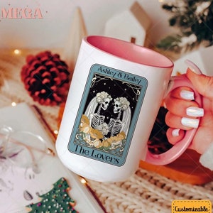 Mug personnalisé carte de tarot les amoureux, Mug couple lesbien personnalisé, Mug couple lesbien, cadeau couple lesbien, cadeau couple LBGT 001103